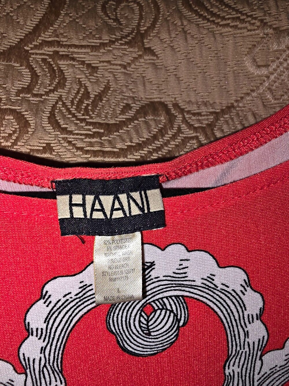 HAANI Women’s Red Floral Round Neck Long Sleeve Pullover Shift Dress L